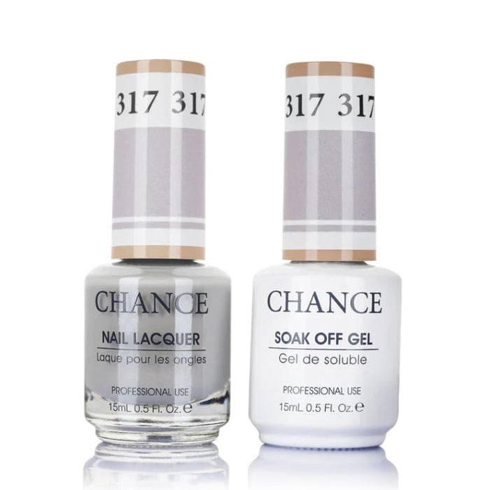 Chance Gel &amp; Lacquer Duo 317, grey crème, soak-off gel polish and matching nail lacquer, 0.5 oz each