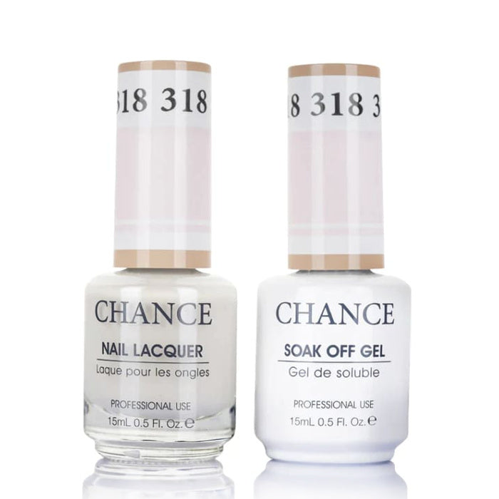Chance Gel &amp; Lacquer Duo 318, white crème, soak-off gel polish and matching nail lacquer, 0.5 oz each
