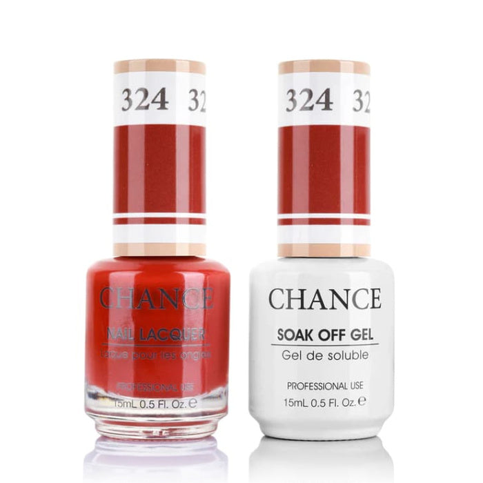 Chance Gel &amp; Lacquer Duo 324, red crème, soak-off gel polish and matching nail lacquer, 0.5 oz each