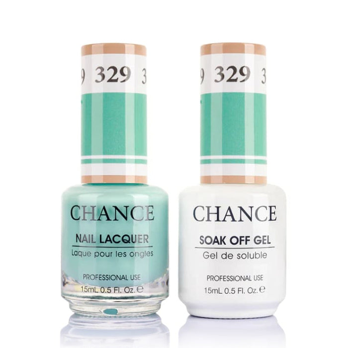 Chance Gel &amp; Lacquer Duo 329, green crème, soak-off gel polish and matching nail lacquer, 0.5 oz each