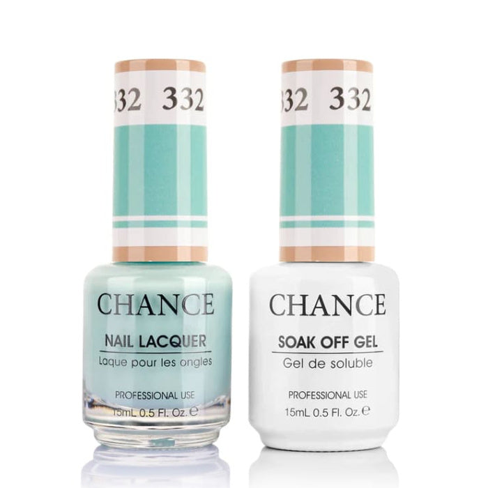 Chance Gel &amp; Lacquer Duo 332, green crème, soak-off gel polish and matching nail lacquer, 0.5 oz each