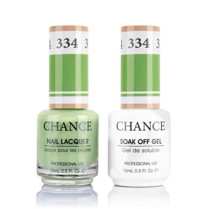 Chance Gel &amp; Lacquer Duo 334, green crème, soak-off gel polish and matching nail lacquer, 0.5 oz each