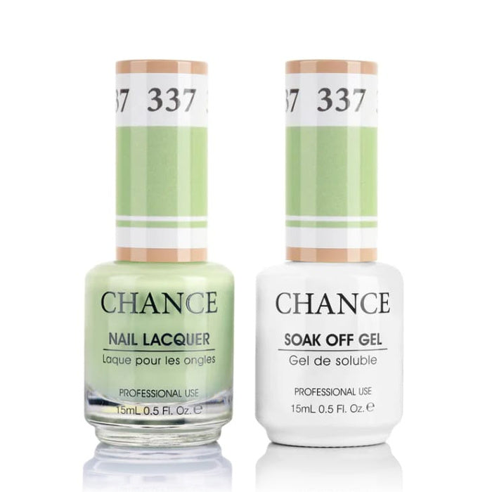 Chance Gel &amp; Lacquer Duo 337, green crème, soak-off gel polish and matching nail lacquer, 0.5 oz each