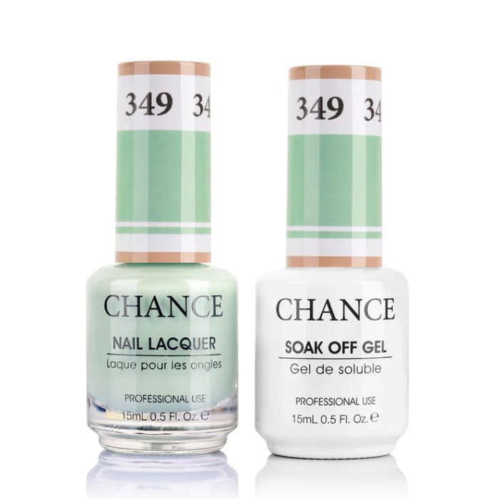Chance Gel &amp; Lacquer Duo 349, green crème, soak-off gel polish and matching nail lacquer, 0.5 oz each