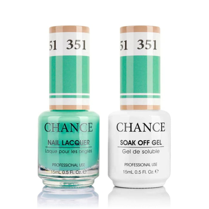 Chance Gel &amp; Lacquer Duo 351, green crème, soak-off gel polish and matching nail lacquer, 0.5 oz each