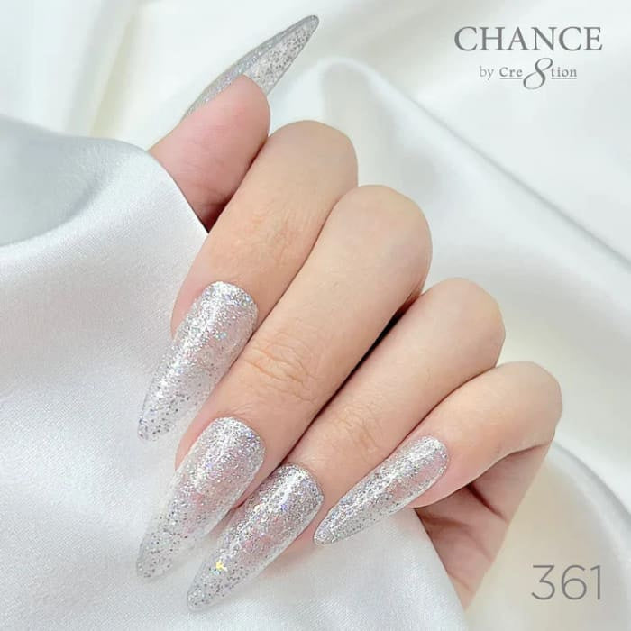 Chance Diamond Dust 361 gel polish on long stiletto nails
