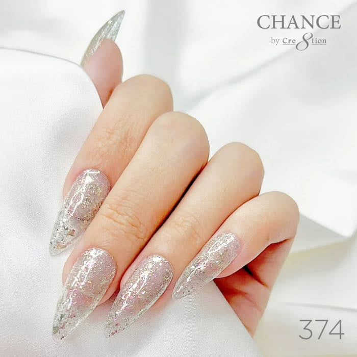 Chance Diamond Dust 374 gel polish on long stiletto nails