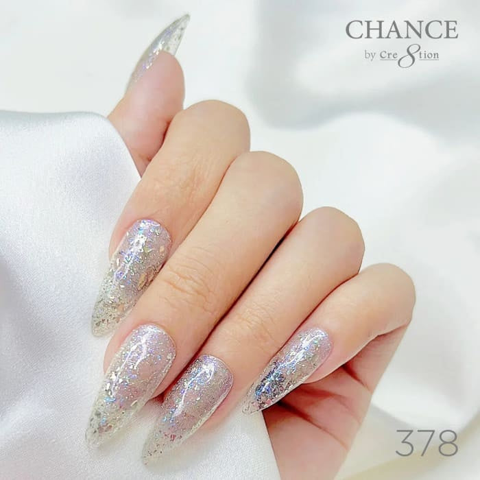 Chance Diamond Dust 378 gel polish on long stiletto nails