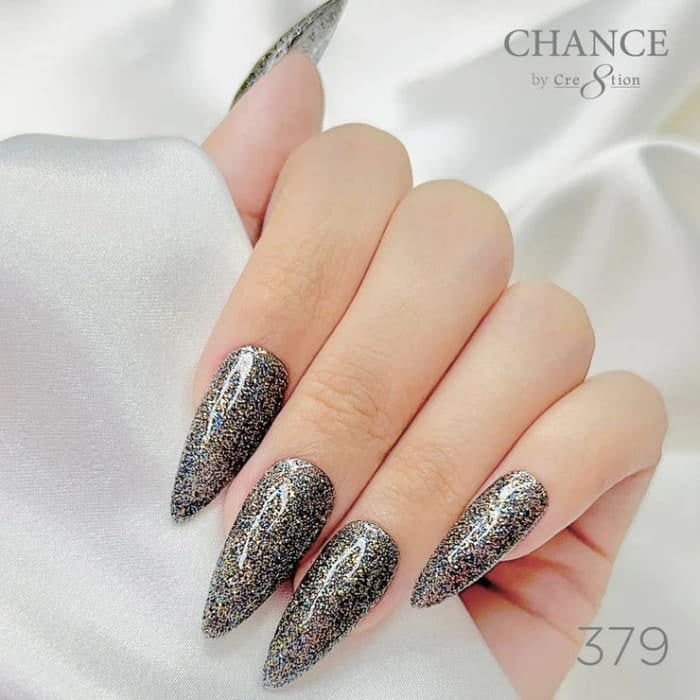 Chance Diamond Dust 379 gel polish on long stiletto nails