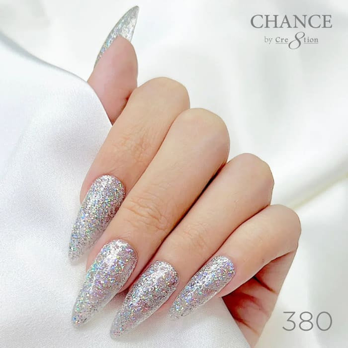Chance Diamond Dust 380 gel polish on long stiletto nails