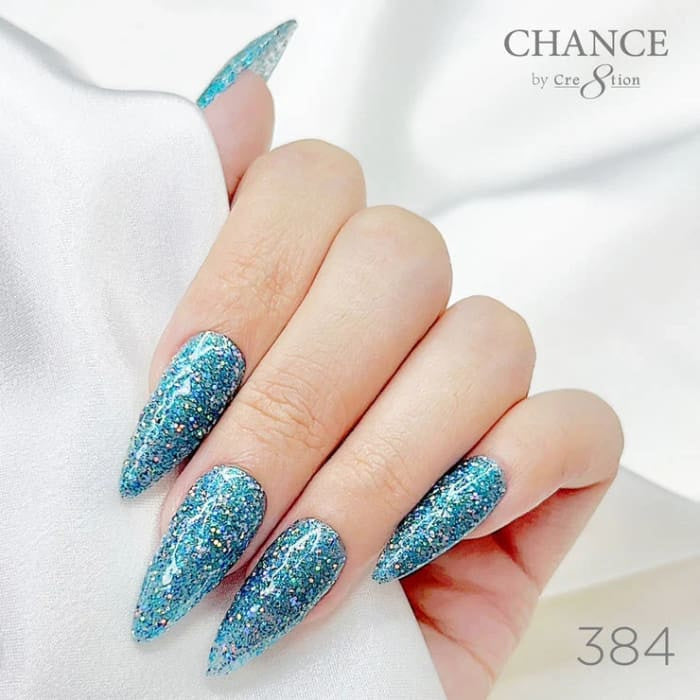 Chance Diamond Dust 384 gel polish on long stiletto nails