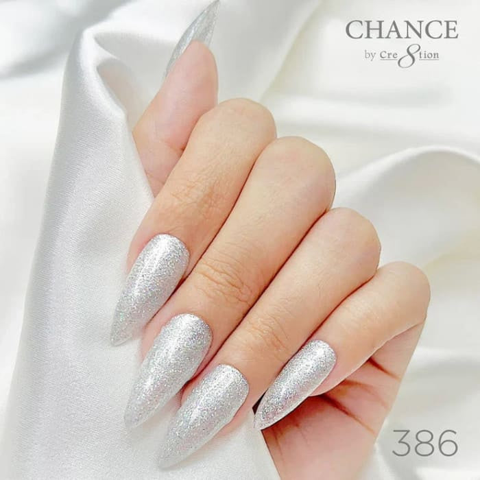 Chance Diamond Dust 386 gel polish on long stiletto nails