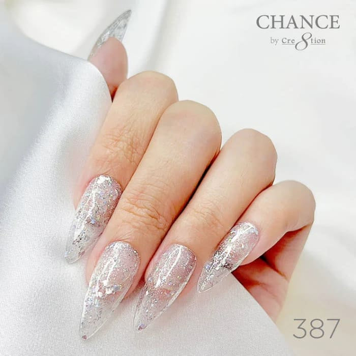 Chance Diamond Dust 387 gel polish on long stiletto nails