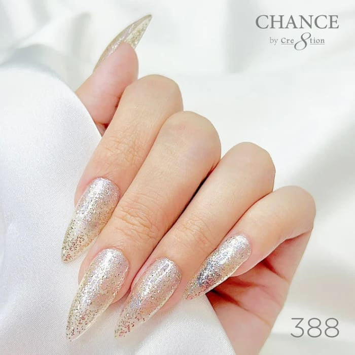 Chance Diamond Dust 388 gel polish on long stiletto nails