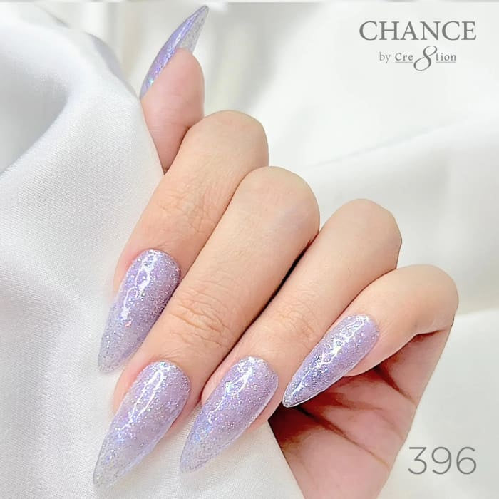 Chance Diamond Dust 396 gel polish on long stiletto nails