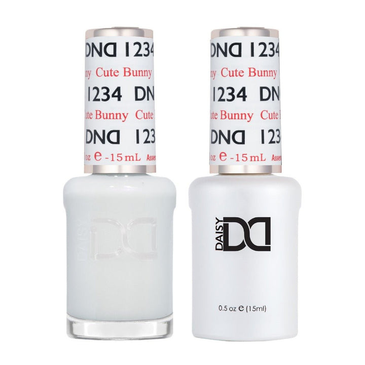 DND Duo 2222 (1234) Cute Bunny, gel polish and matching nail lacquer bottles