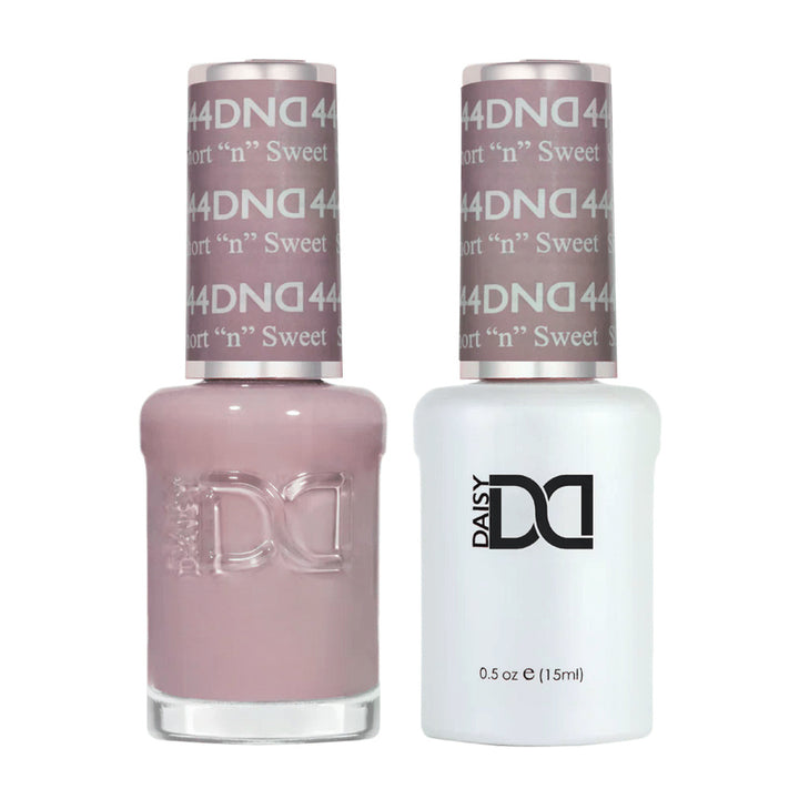 DND Duo 444 Short "N" Sweet, gel polish and matching nail lacquer bottles