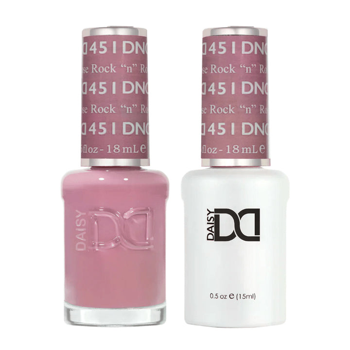 DND Duo 451 Rock "N" Rose, gel polish and matching nail lacquer bottles