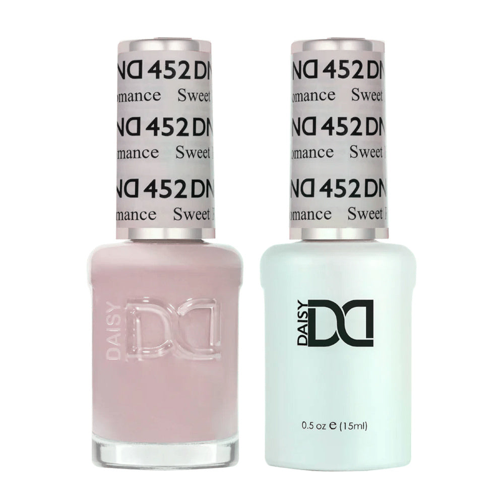 DND Duo 452 Sweet Romance, gel polish and matching nail lacquer bottles