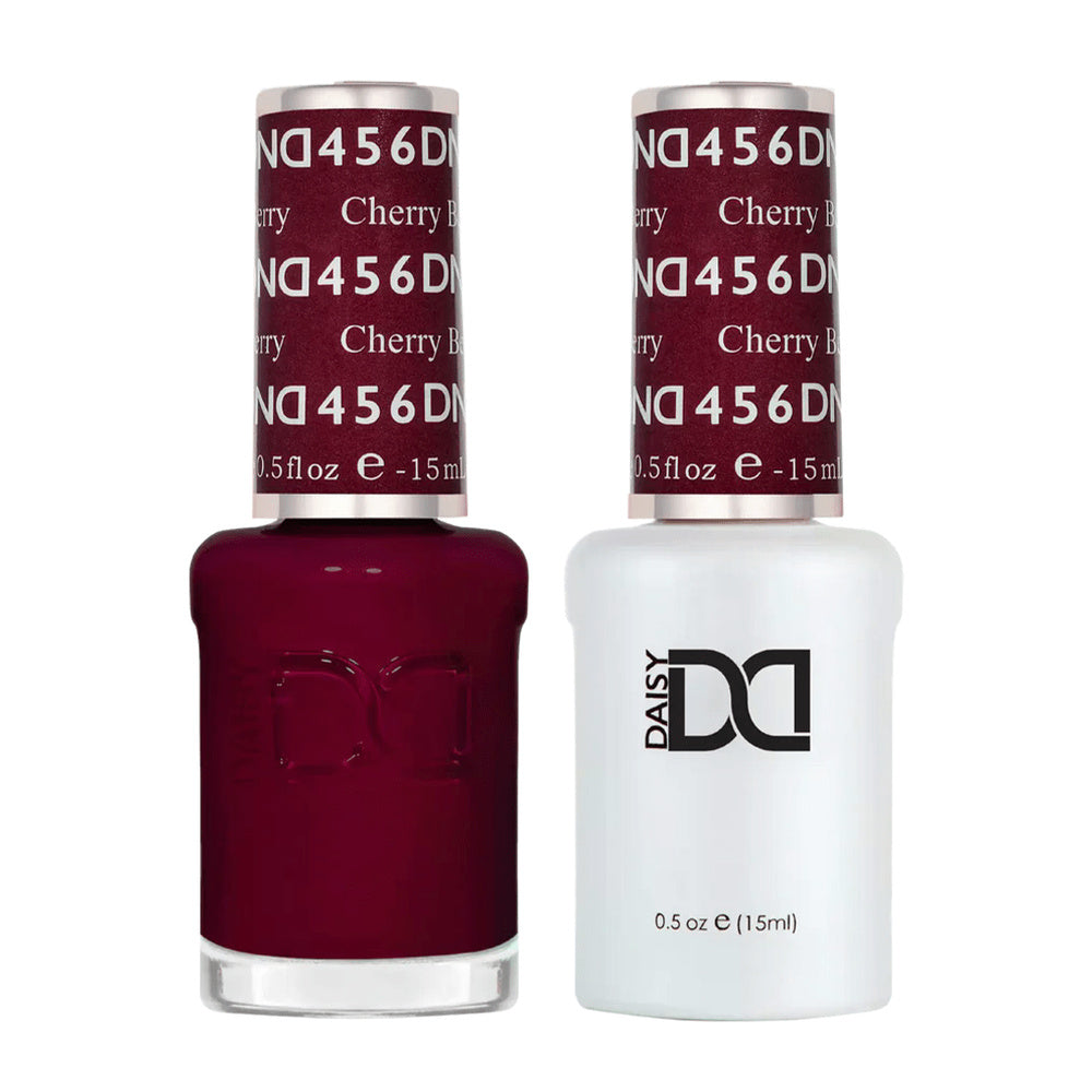 DND Duo 456 Cherry Berry, gel polish and matching nail lacquer bottles