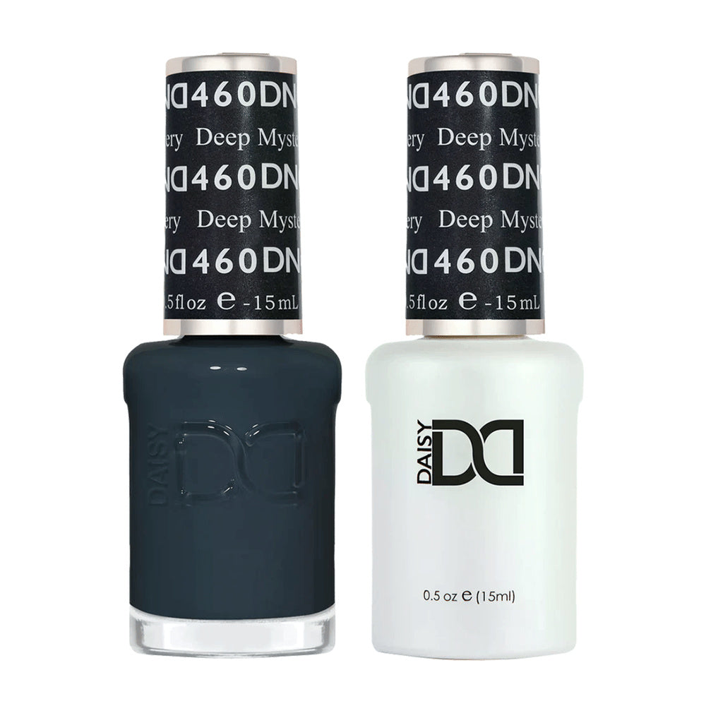 DND Duo 460 Deep Mystery, gel polish and matching nail lacquer bottles
