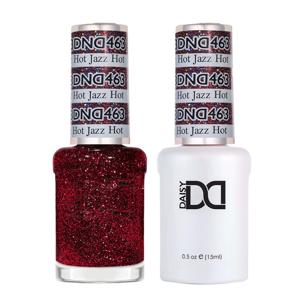 DND Duo 463 Hot Jazz, gel polish and matching nail lacquer bottles