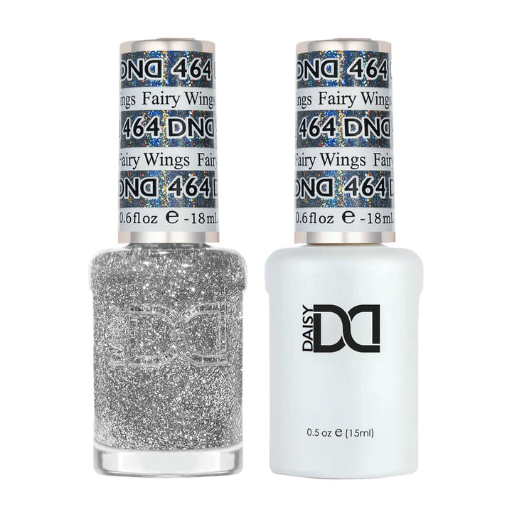 DND Duo 464 Fairy Wings, gel polish and matching nail lacquer bottles