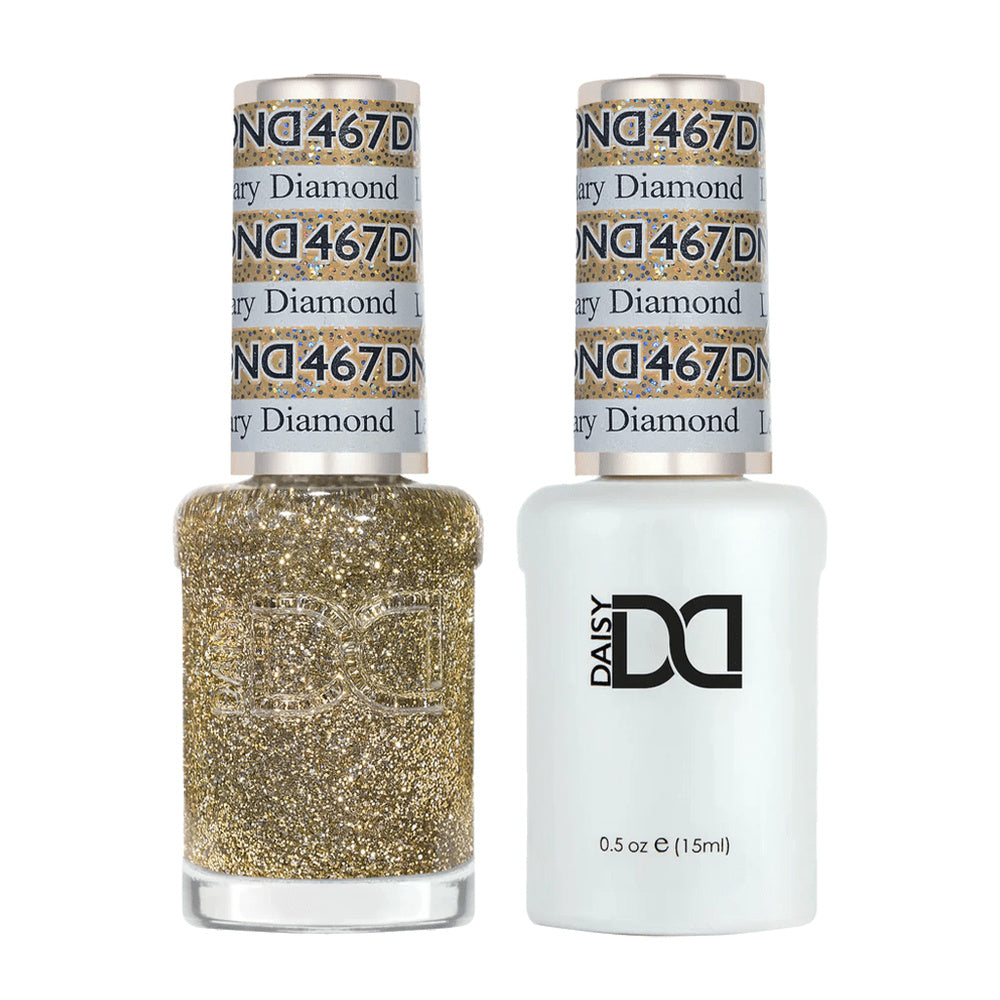 DND Duo 467 Legendary Diamond, gel polish and matching nail lacquer bottles