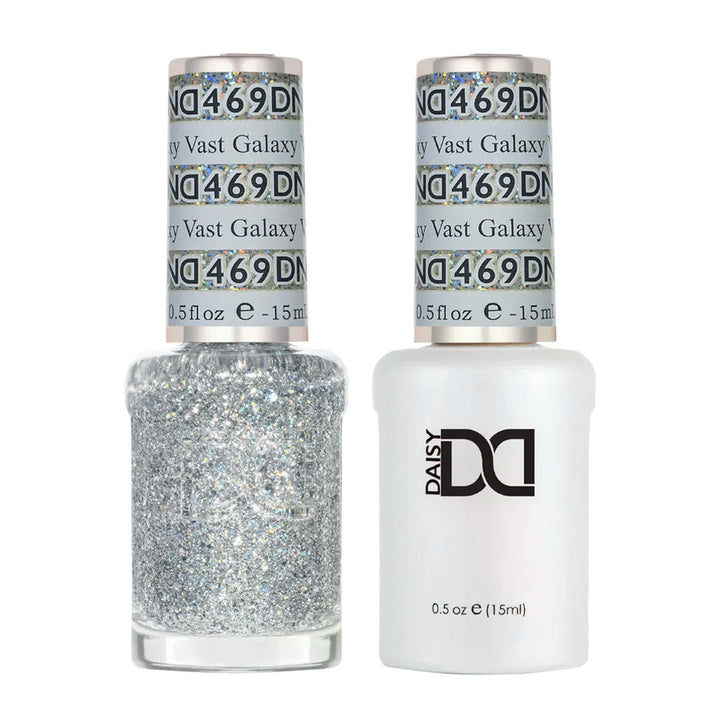 DND Duo 469 Vast Galaxy, gel polish and matching nail lacquer bottles
