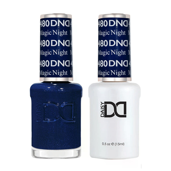 DND Duo 480 Magic Night, gel polish and matching nail lacquer bottles