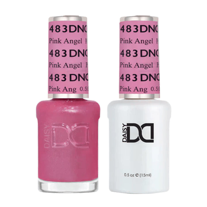 DND Duo 483 Pink Angel, gel polish and matching nail lacquer bottles