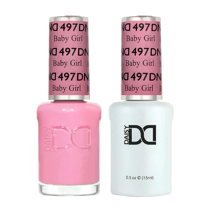 DND Duo 497 Baby Girl, gel polish and matching nail lacquer bottles