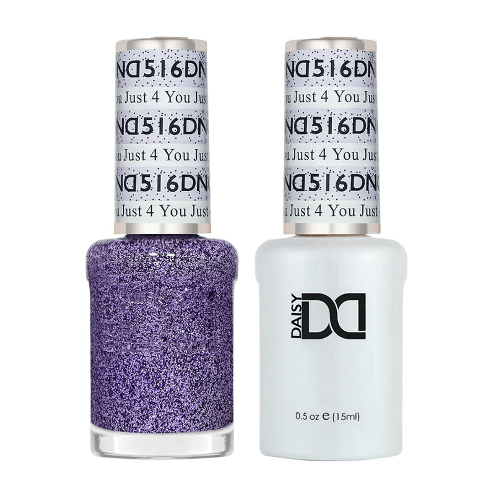 DND Duo 516 Just 4 You, gel polish and matching nail lacquer bottles