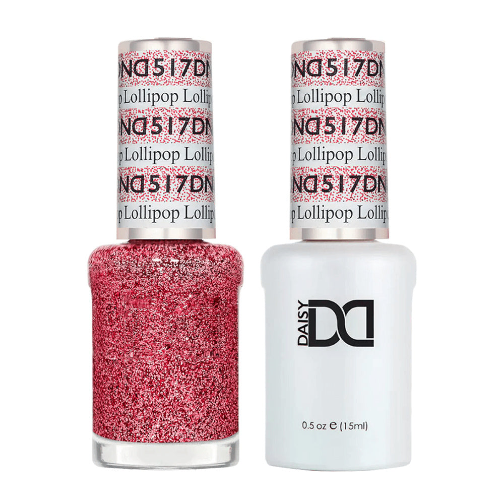 DND Duo 517 Lollipop, gel polish and matching nail lacquer bottles