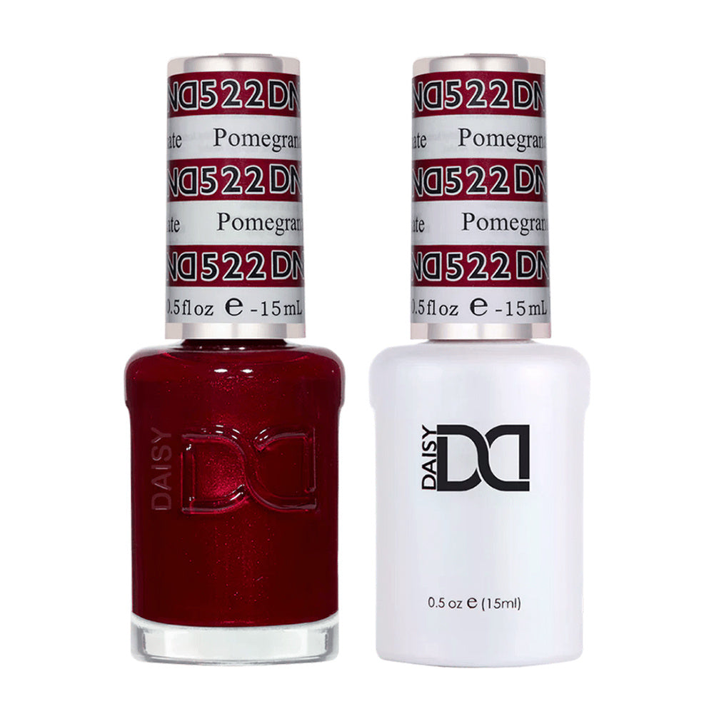 DND Duo 522 Pomegranate, gel polish and matching nail lacquer bottles