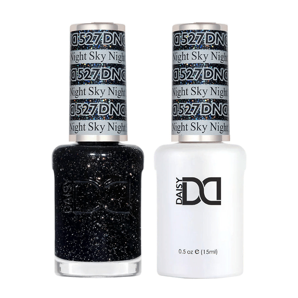 DND Duo 527 Night Sky, gel polish and matching nail lacquer bottles