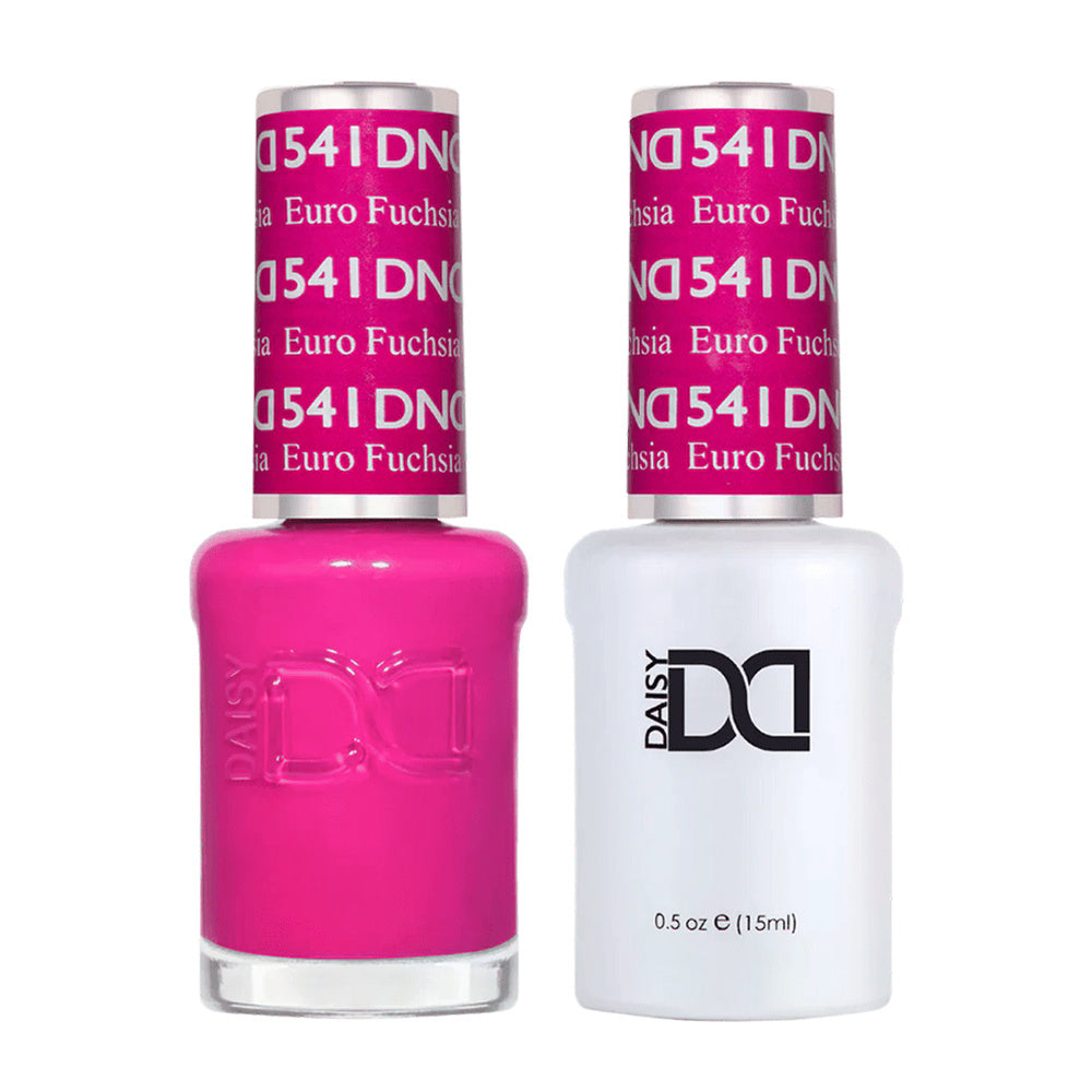 DND Duo 541 Euro Fuchsia, gel polish and matching nail lacquer bottles