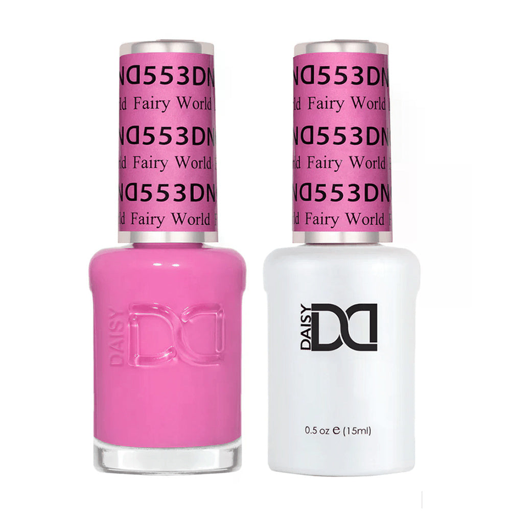 DND Duo 553 Fairy World, gel polish and matching nail lacquer bottles