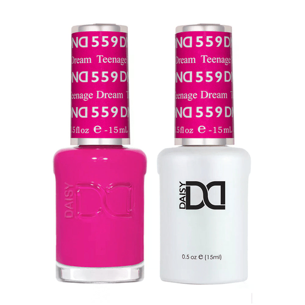 DND Duo 559 Teenage Dream, gel polish and matching nail lacquer bottles
