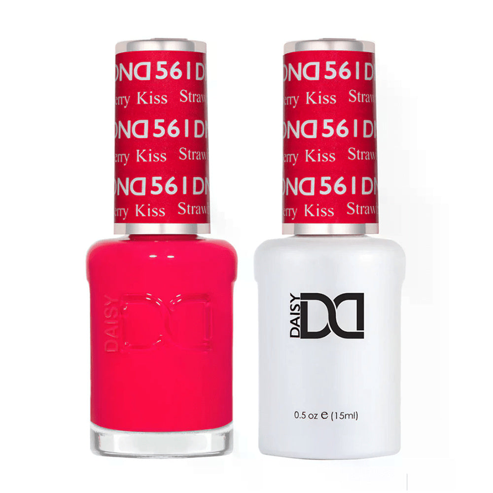 DND Duo 561 Strawberry Kiss, gel polish and matching nail lacquer bottles