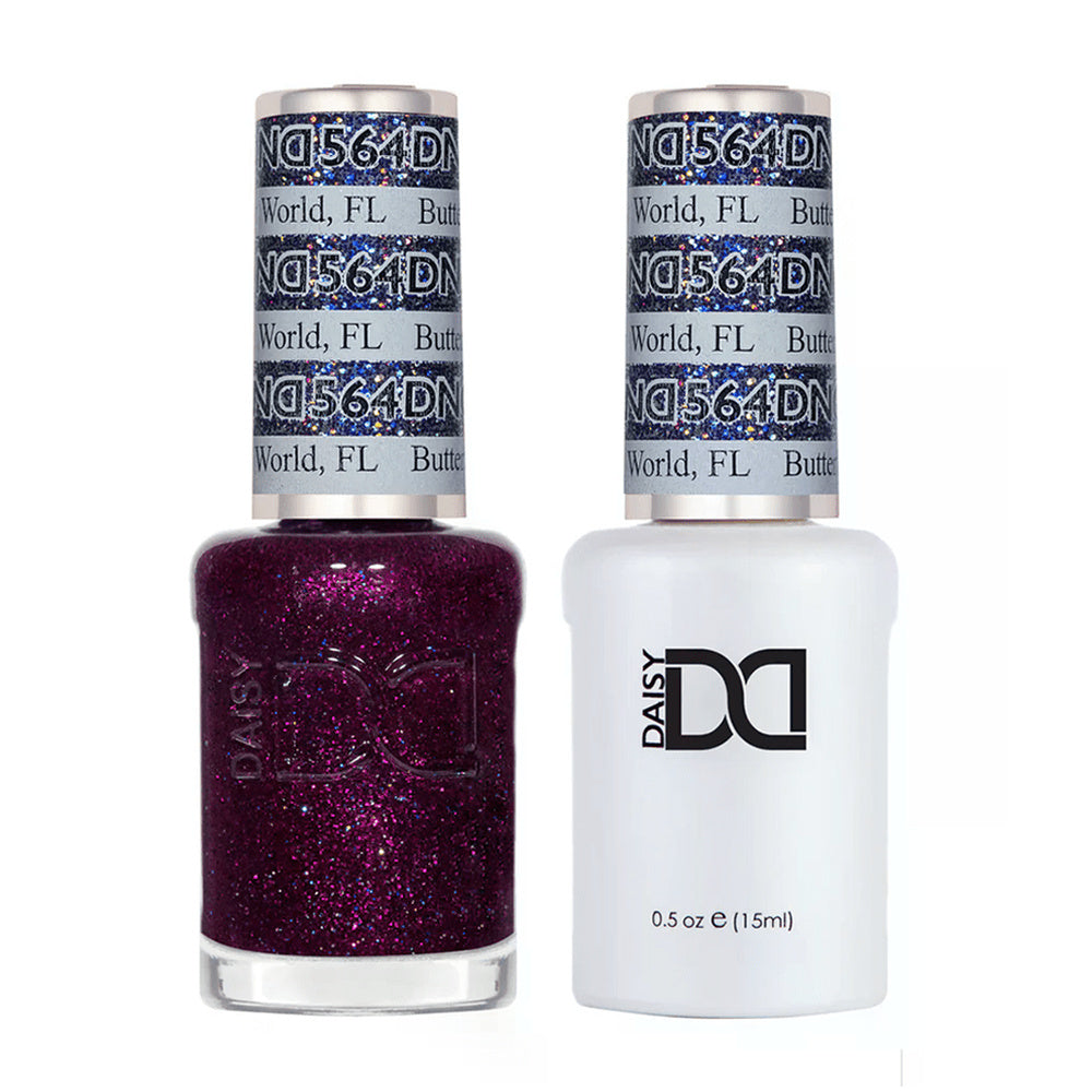 DND Duo 564 Butterfly World, gel polish and matching nail lacquer bottles
