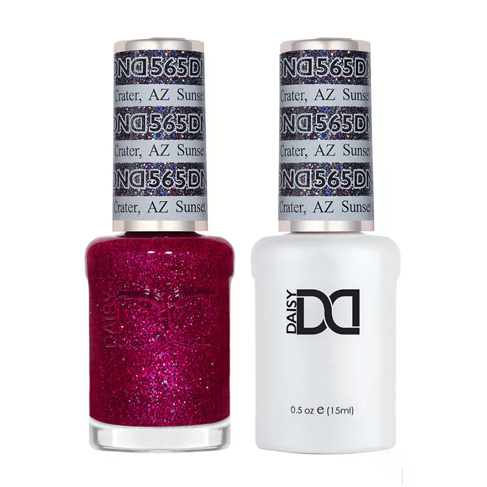 DND Duo 565 Sunset Crater, gel polish and matching nail lacquer bottles