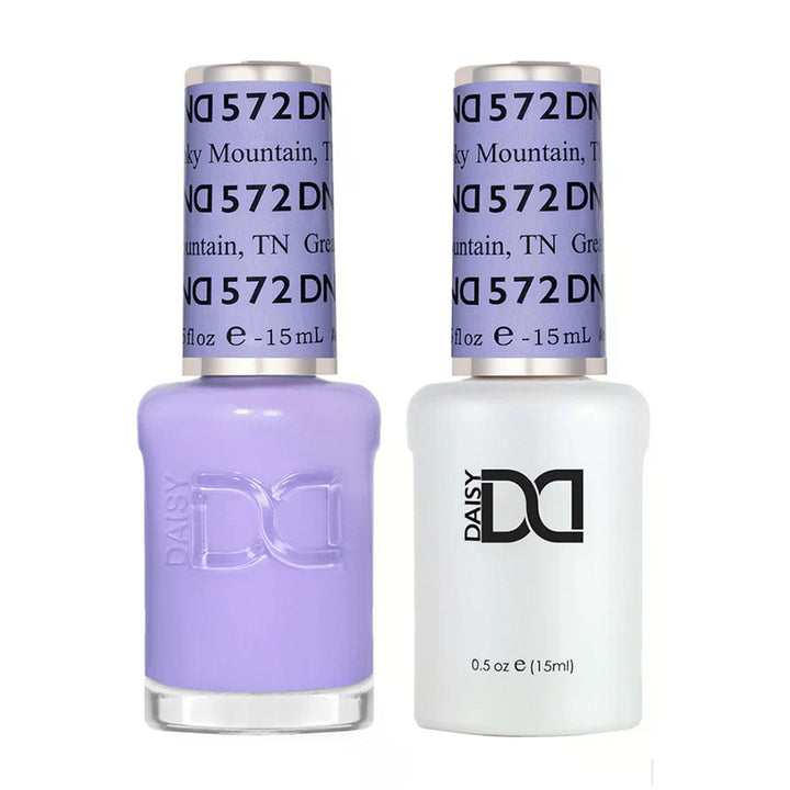 DND Duo 572 Great Smoky Mountain, gel polish and matching nail lacquer bottles
