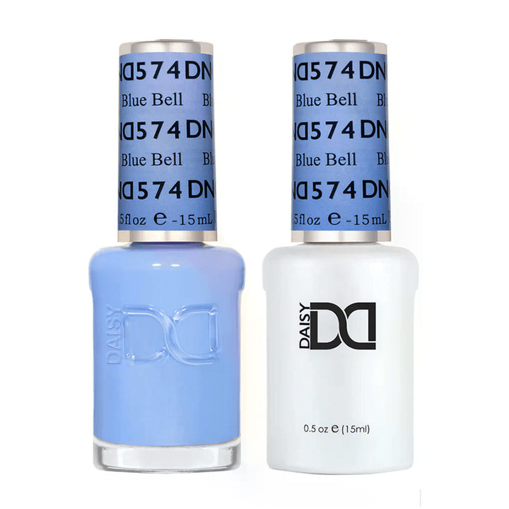 DND Duo 574 Blue Bell, gel polish and matching nail lacquer bottles