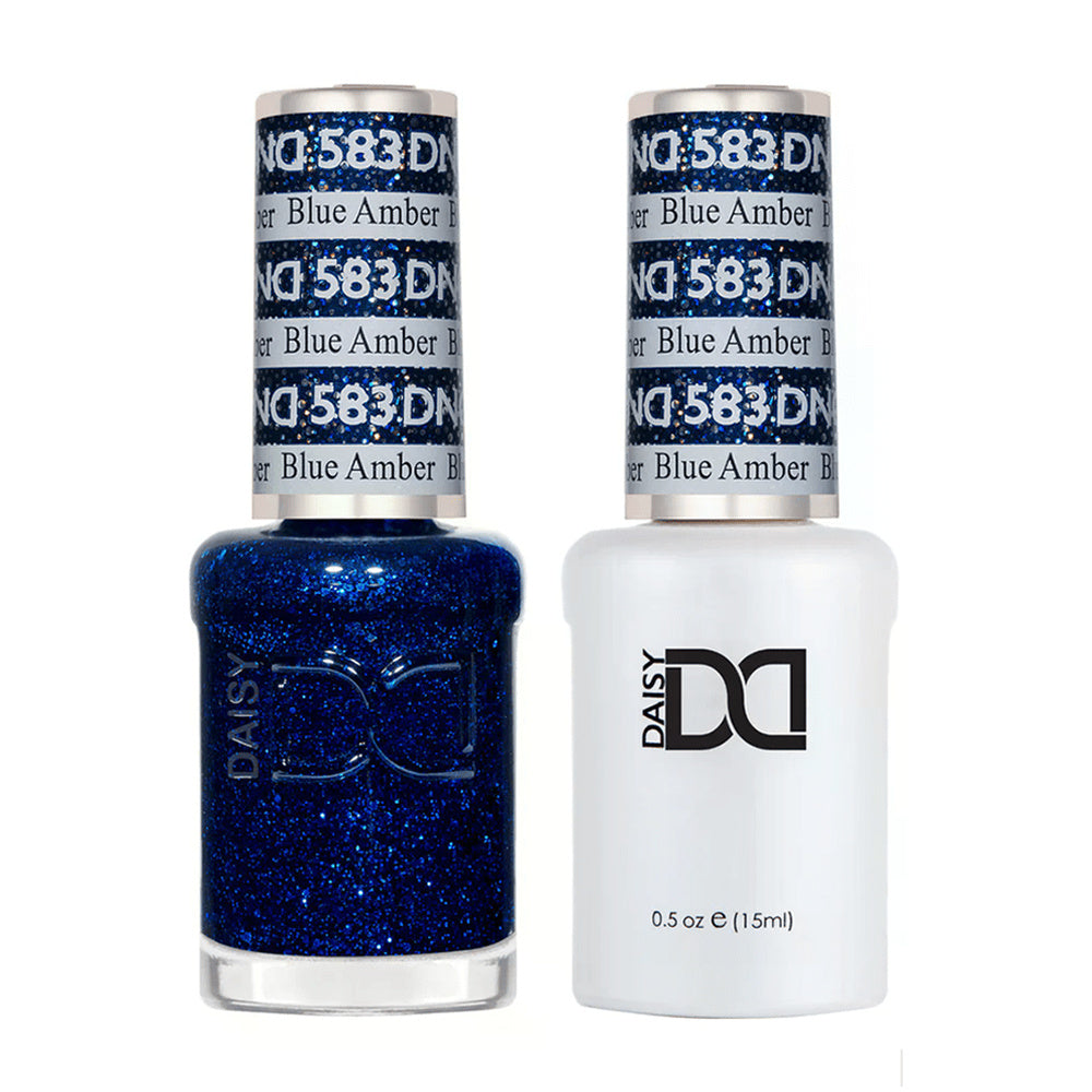 DND Duo 583 Blue Amber, gel polish and matching nail lacquer bottles