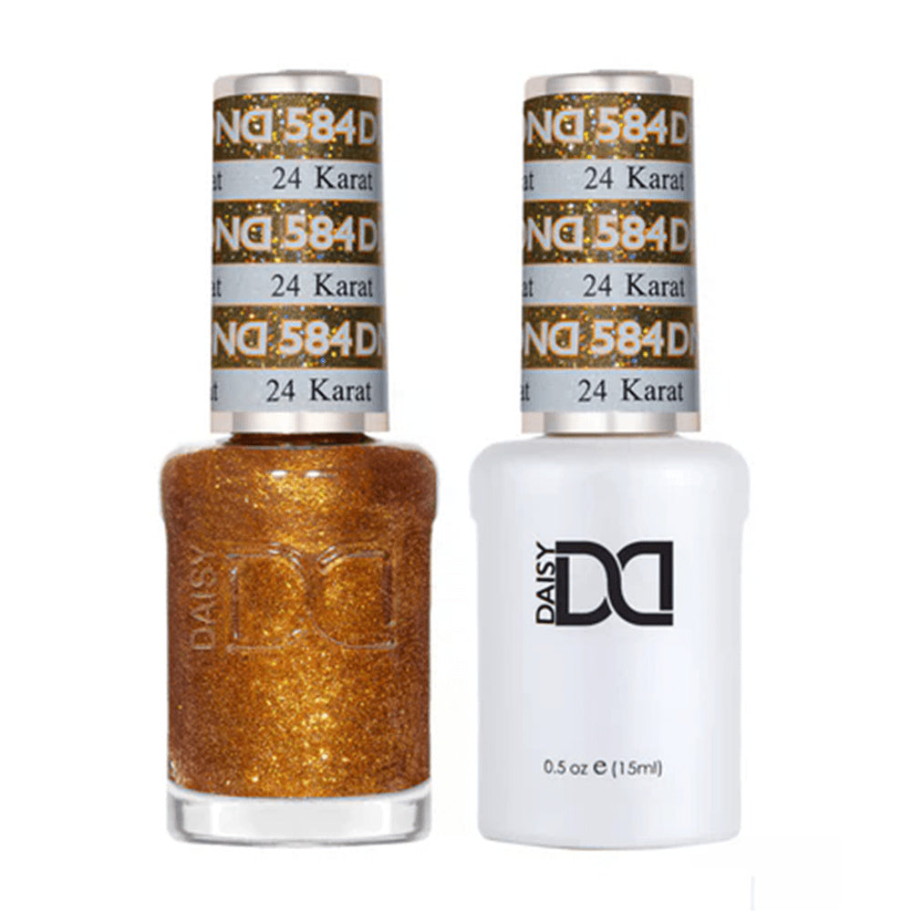 DND Duo 584 24 Karat, gel polish and matching nail lacquer bottles