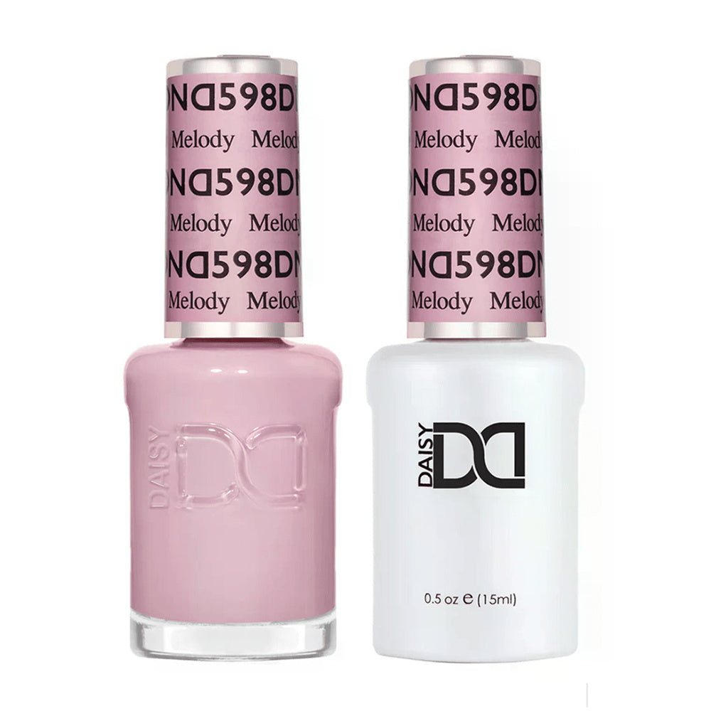 DND Duo 598 Melody, gel polish and matching nail lacquer bottles