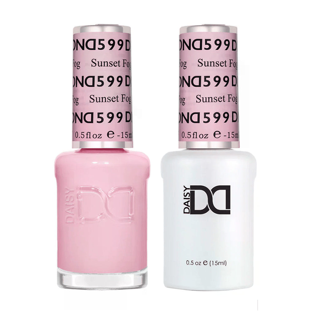 DND Duo 599 Sunset Fog, gel polish and matching nail lacquer bottles