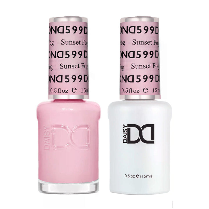 DND Duo 599 Sunset Fog, gel polish and matching nail lacquer bottles