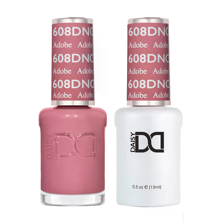 DND Duo 608 Adobe, gel polish and matching nail lacquer bottles